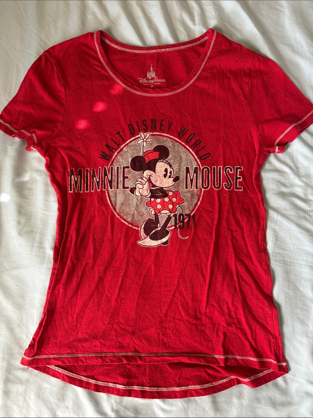 Disney Parks Red Graphic Tee with Cream Logo